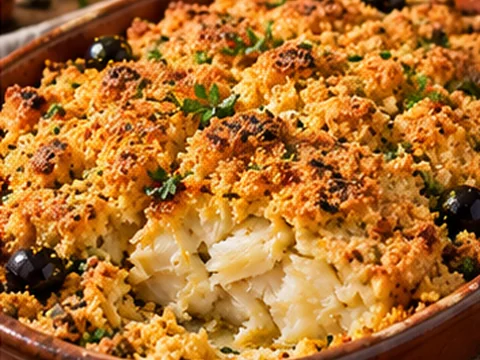 Bacalhau com Broa — Imagem ilustrativa criada digitalmente