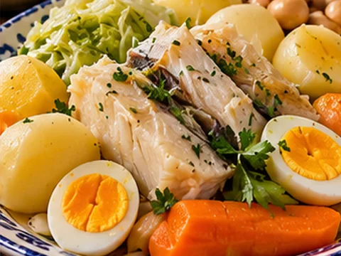 Bacalhau Cozido com Todos — Imagem ilustrativa criada digitalmente