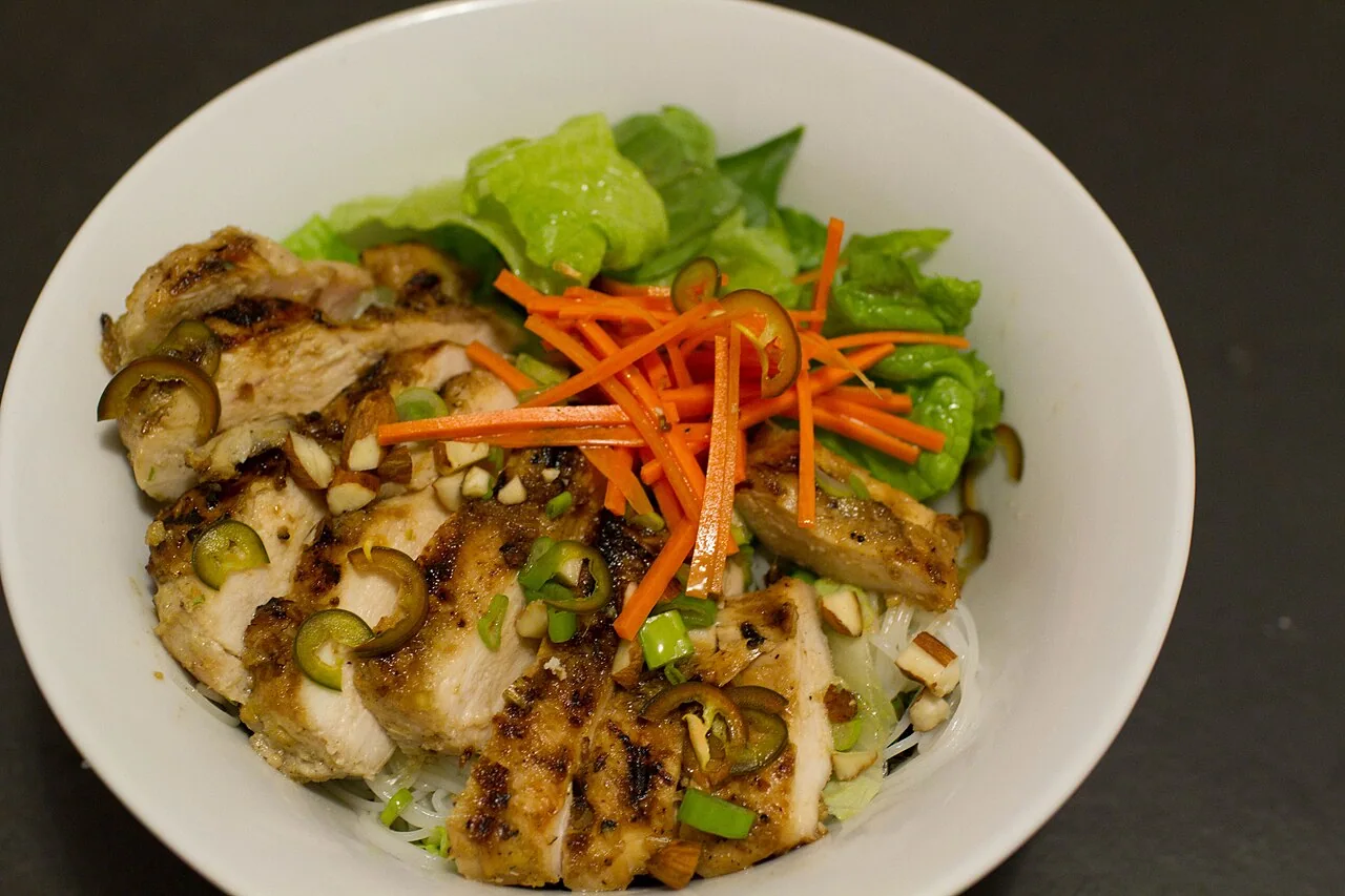 Vietnamese lemongrass chicken noodle bowls