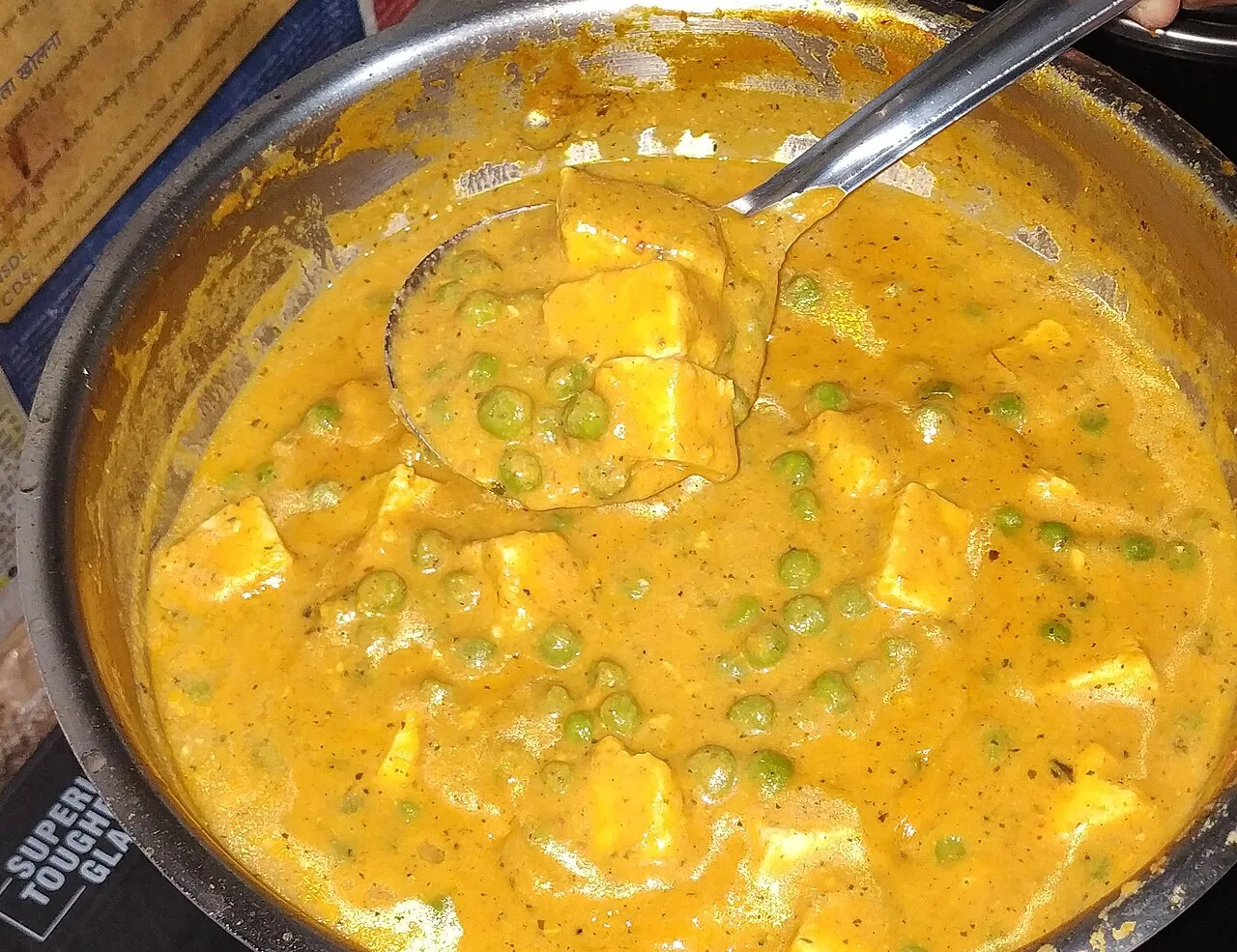 Matar paneer with peas