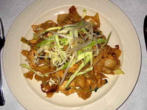 Noodles tailandeses picantes de frango