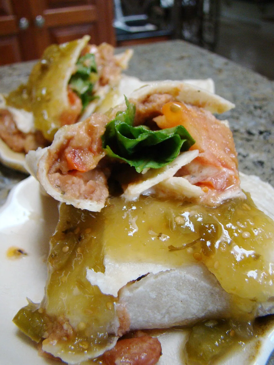 Pinto bean and spinach burritos
