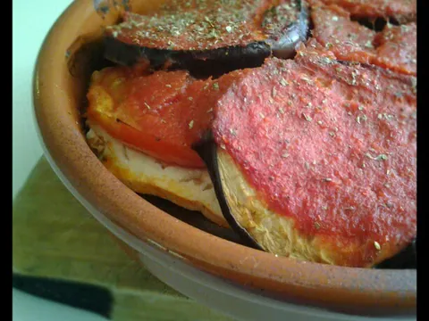 Moussaka de tofu e cogumelos