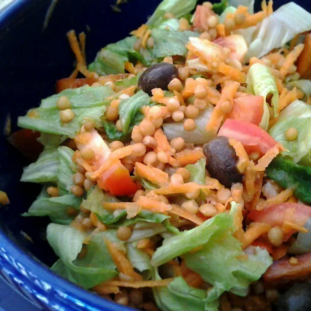Salada de lentilhas com ervas e pinhões