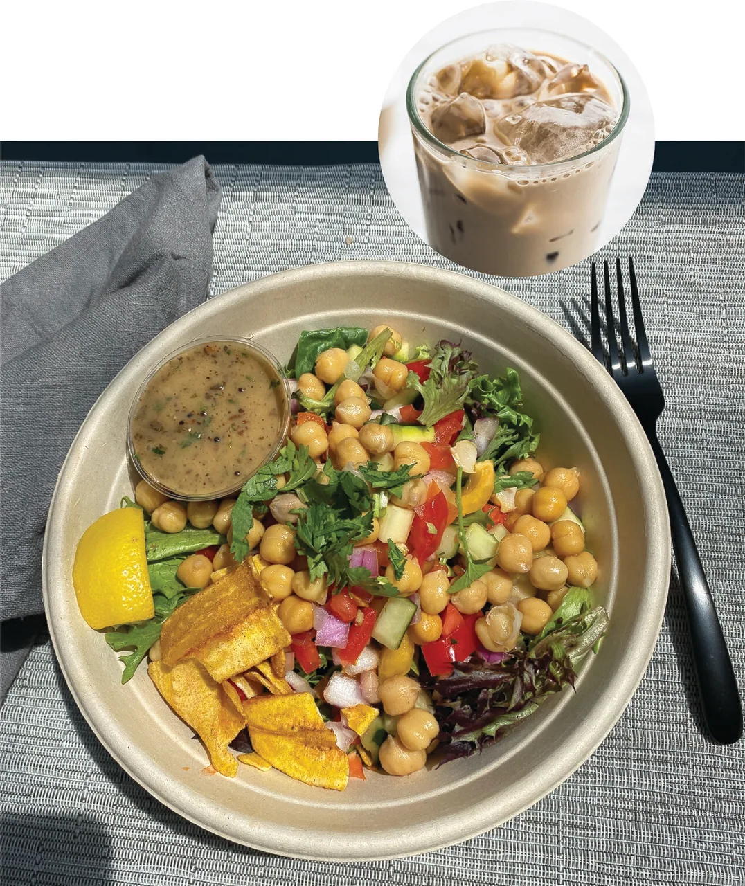 Roasted curried chickpea and cauliflower bowl