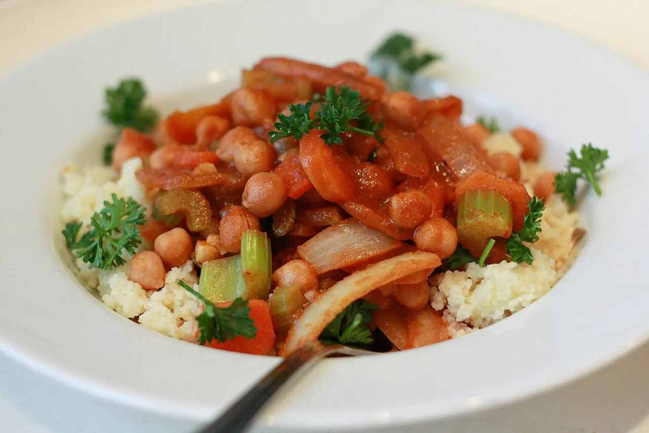Tagine de grão-de-bico e abóbora