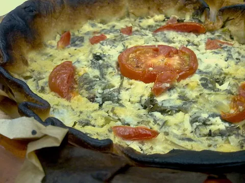 Tarte de tofu e grelos