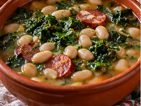 Sopa de Feijão com Couve — Imagem ilustrativa criada digitalmente